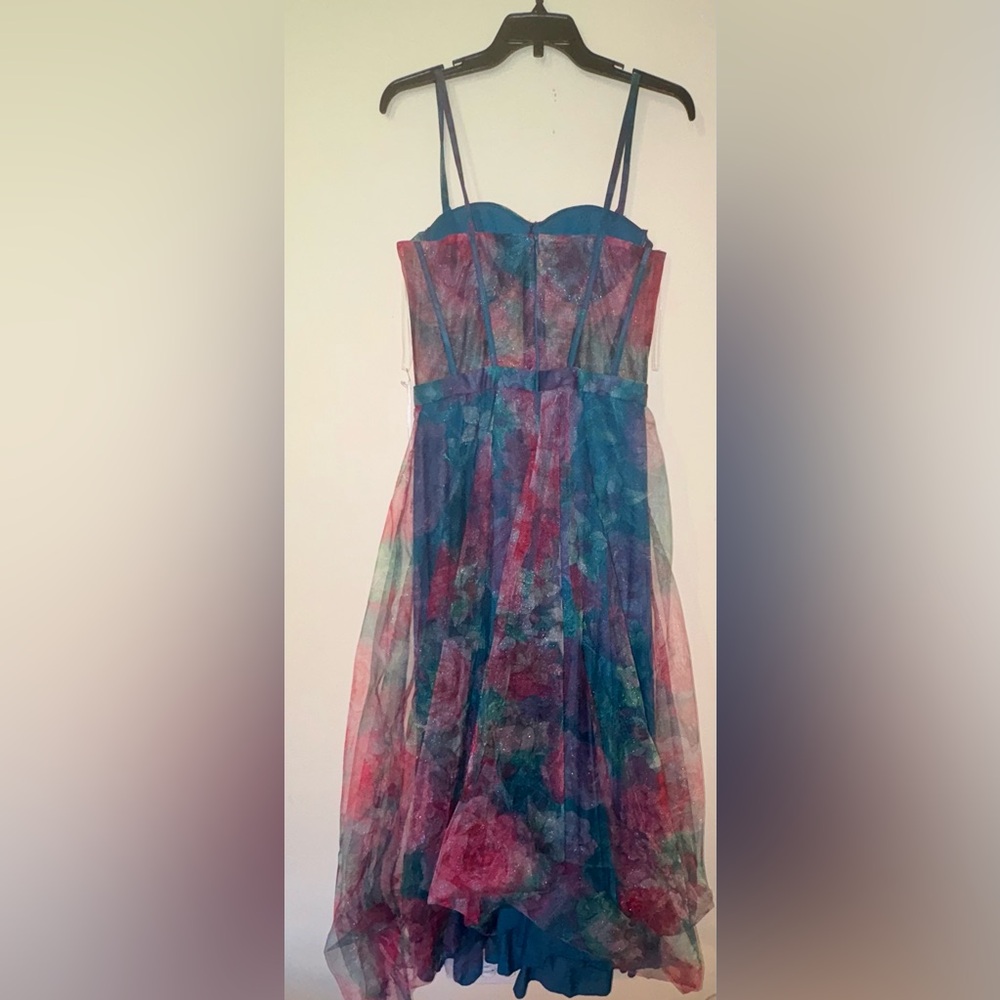 Floral Sheer Midi Dress with Spaghetti Straps - Multicolor - Picture 2 of 6